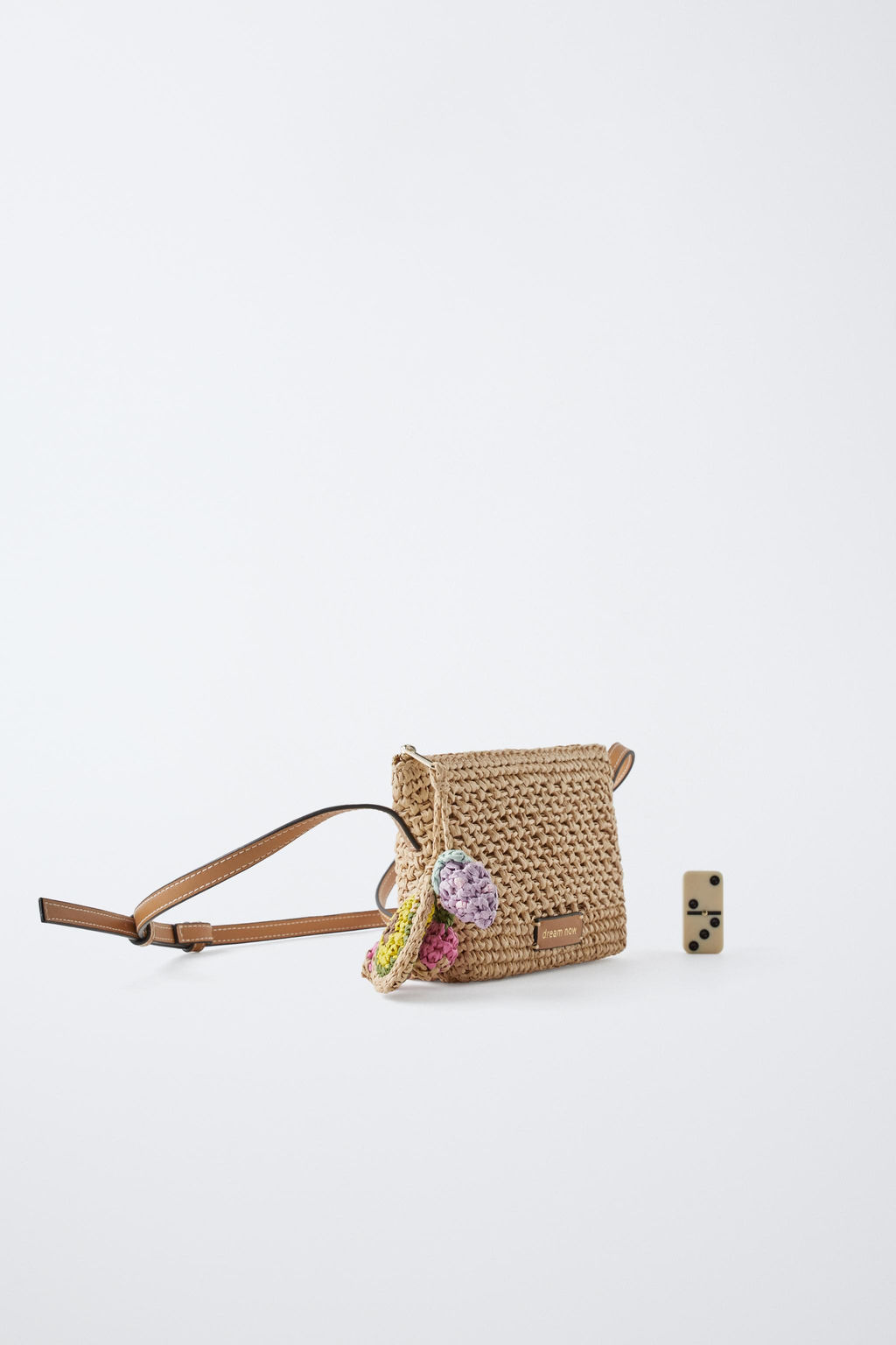 RAFFIA-EFFECT CROSSBODY BAG WITH CHARM - Zara фото 6