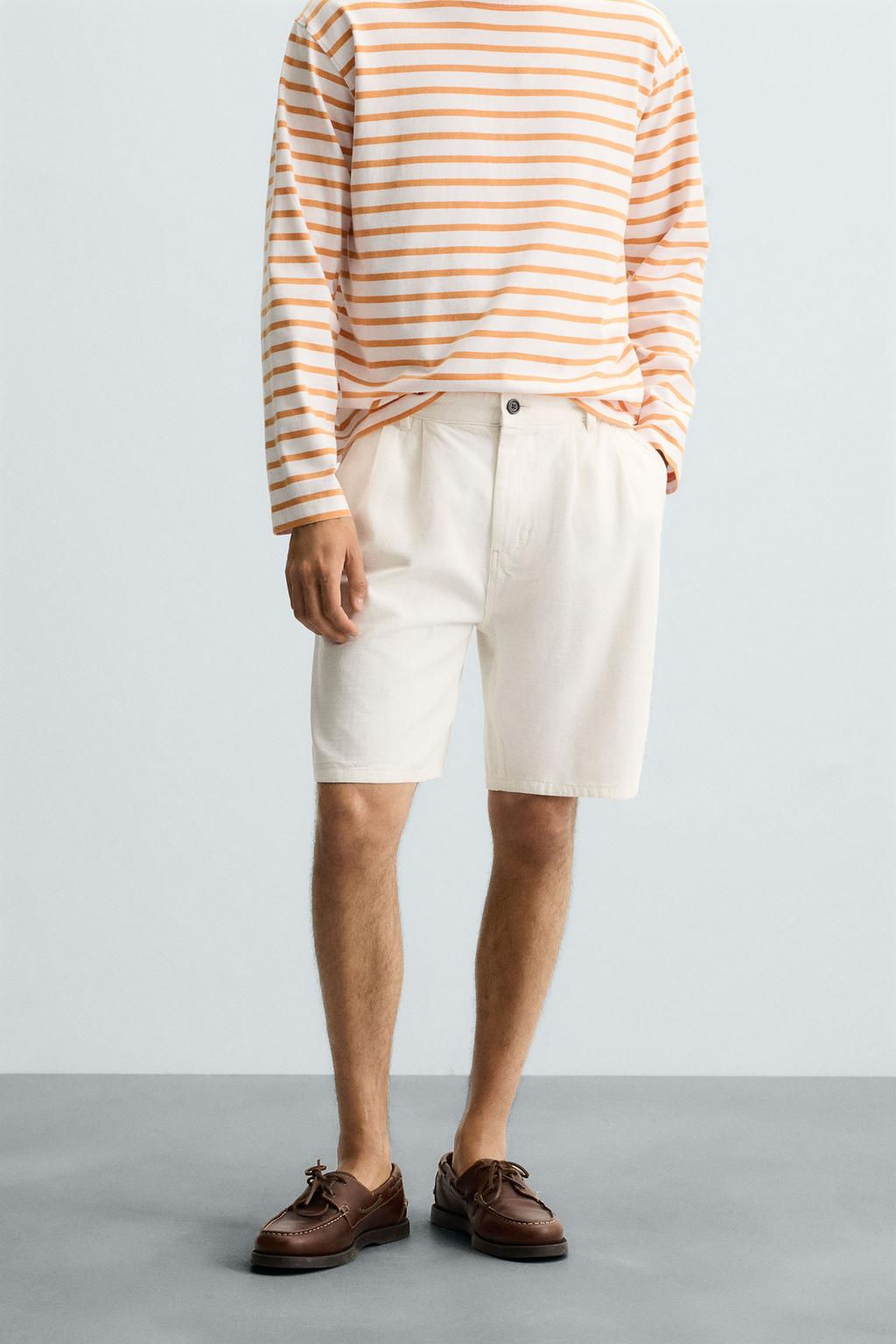 PLEATED RELAXED FIT BERMUDA SHORTS - Zara фото 12