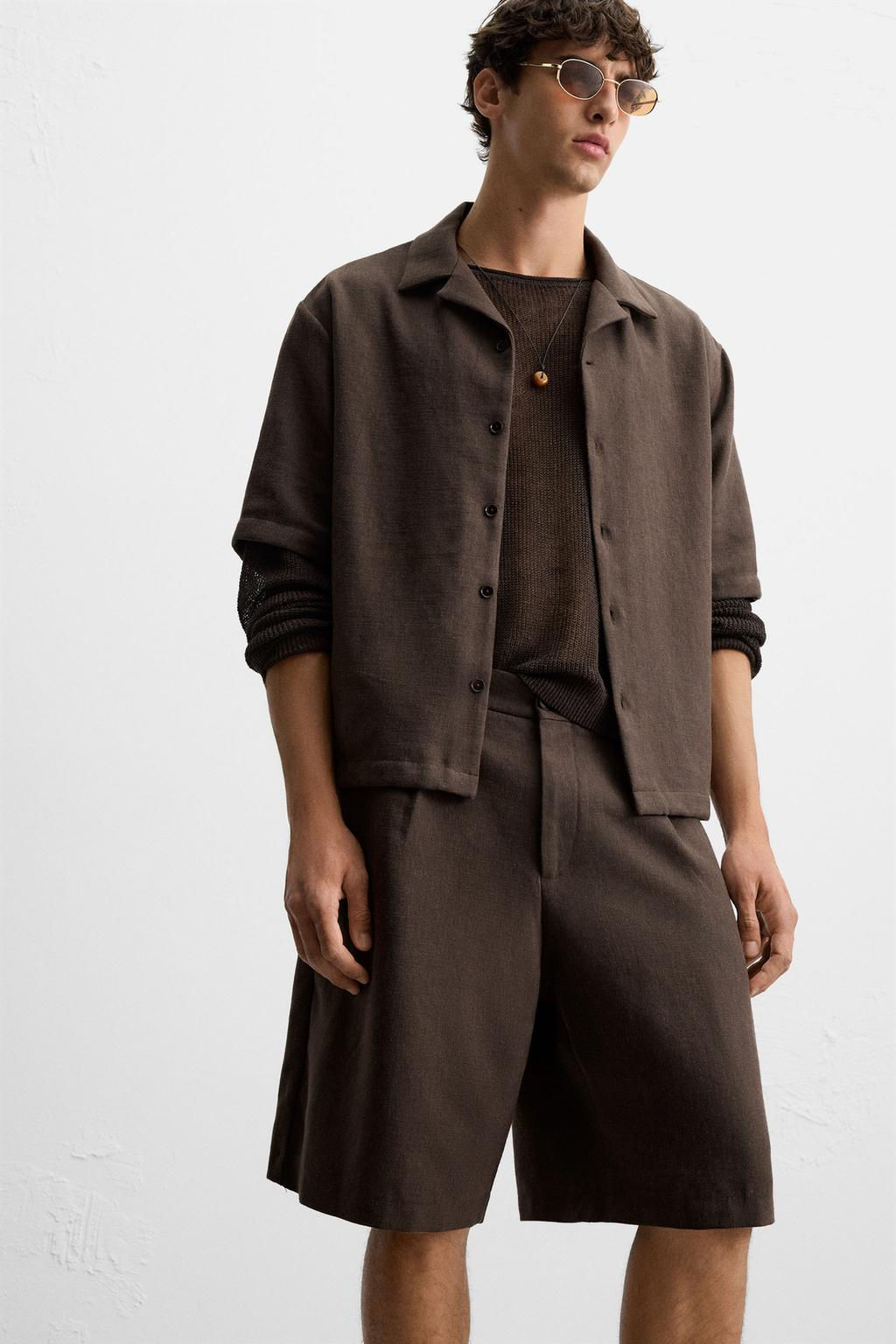 TEXTURED BERMUDA SHORTS WITH PLEATS - Zara фото 5