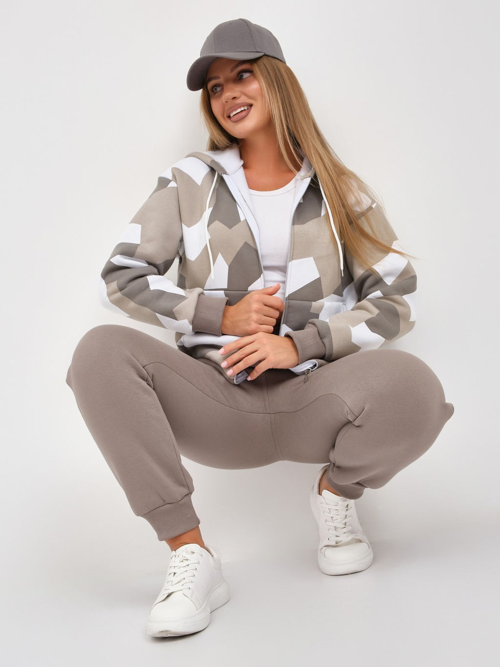 Костюм женский Дюна набивка начёс олива