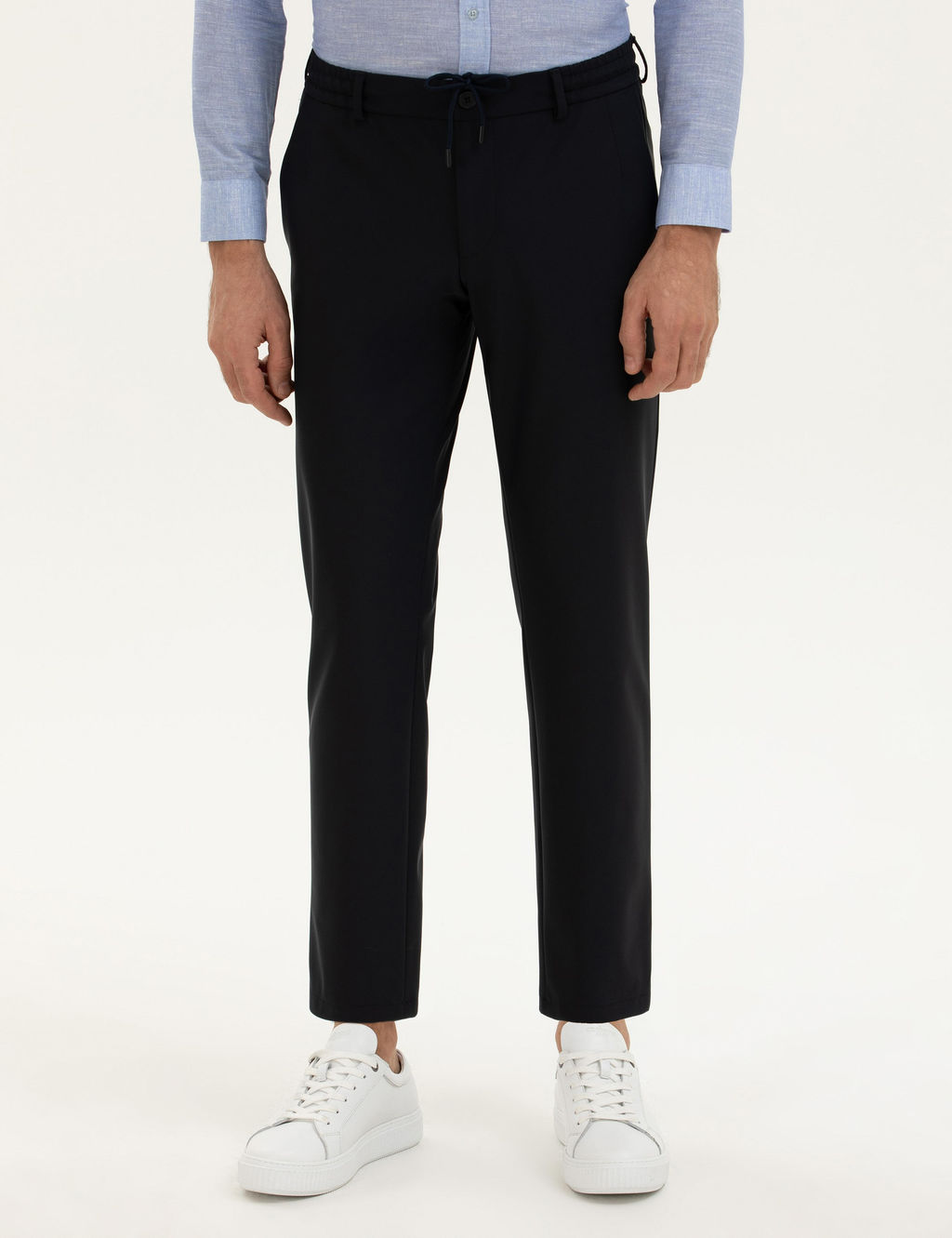 Тканевые брюки узкого кроя темно-синего цвета - Cacharel фото 2