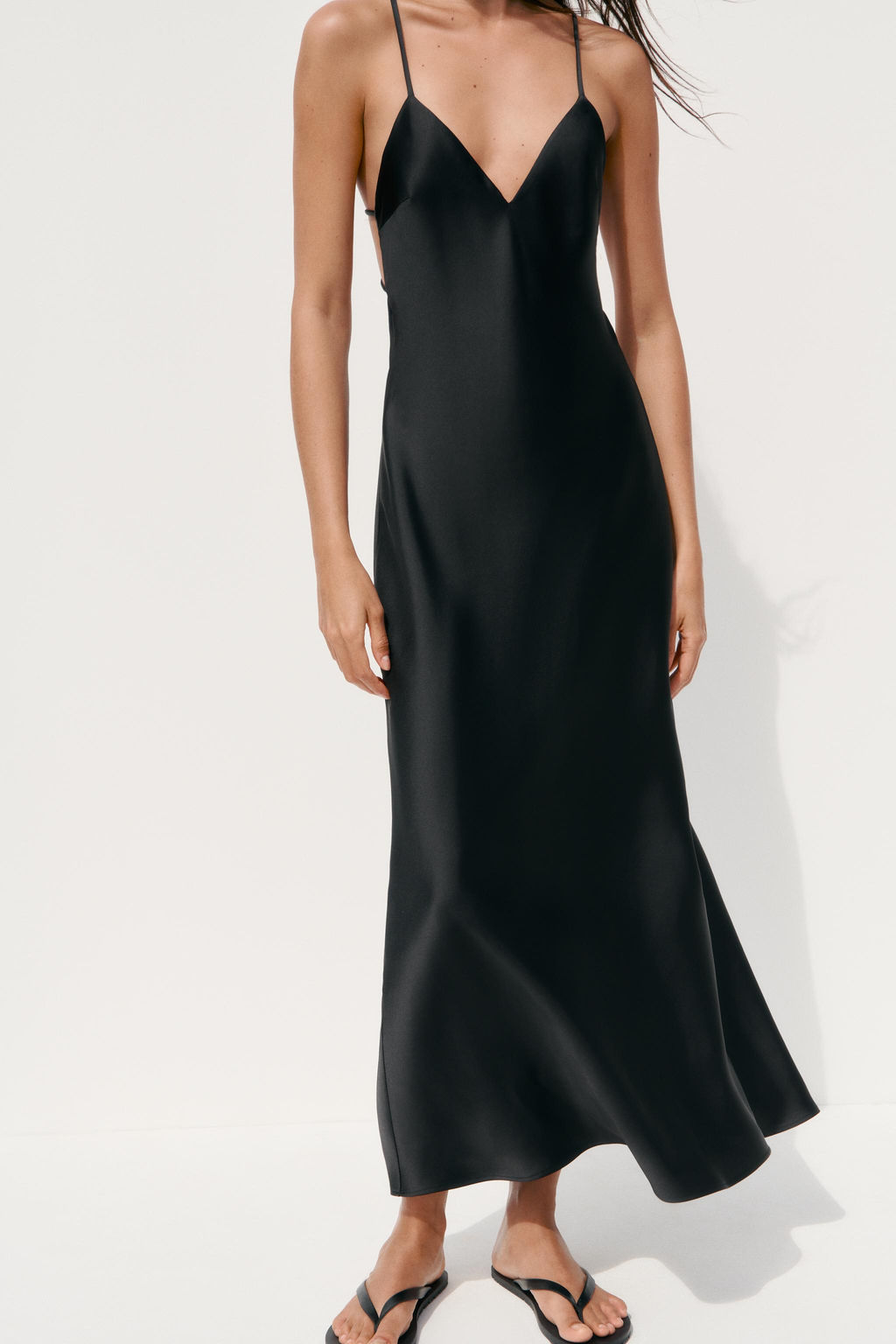 SATIN MIDI DRESS WITH STRAPS ON THE BACK - Zara фото 11
