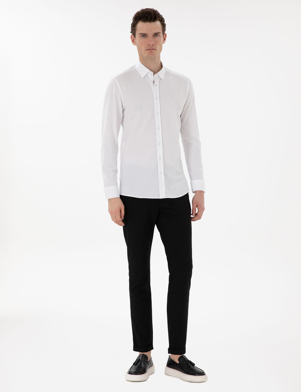 Siyah Slim Fit Ba_c_kl_ Kanvas Pantolon