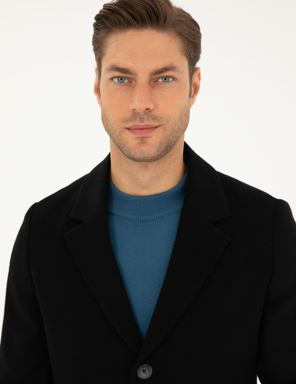 Siyah Ekstra Slim Fit Y_n Kar___ml_ Ka_e Kaban - Pierre cardin фото 2