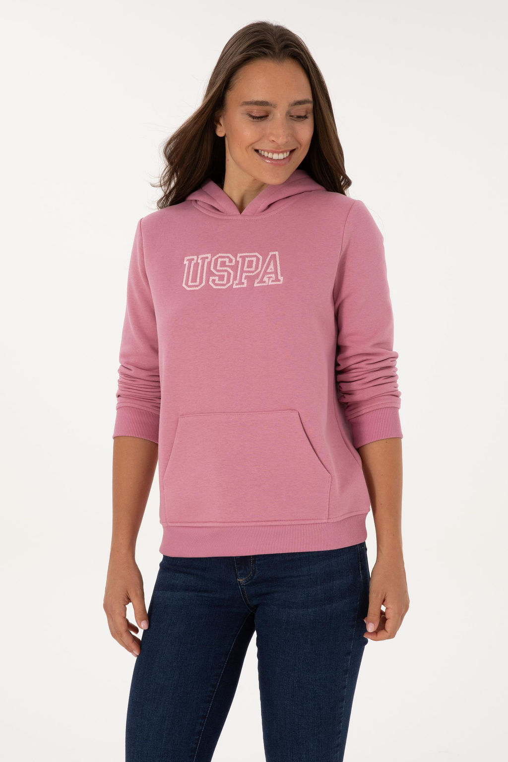 Kad_n Koyu Pembe _ardonlu Kap__onlu Basic Sweatshirt - U.s. polo assn фото 3