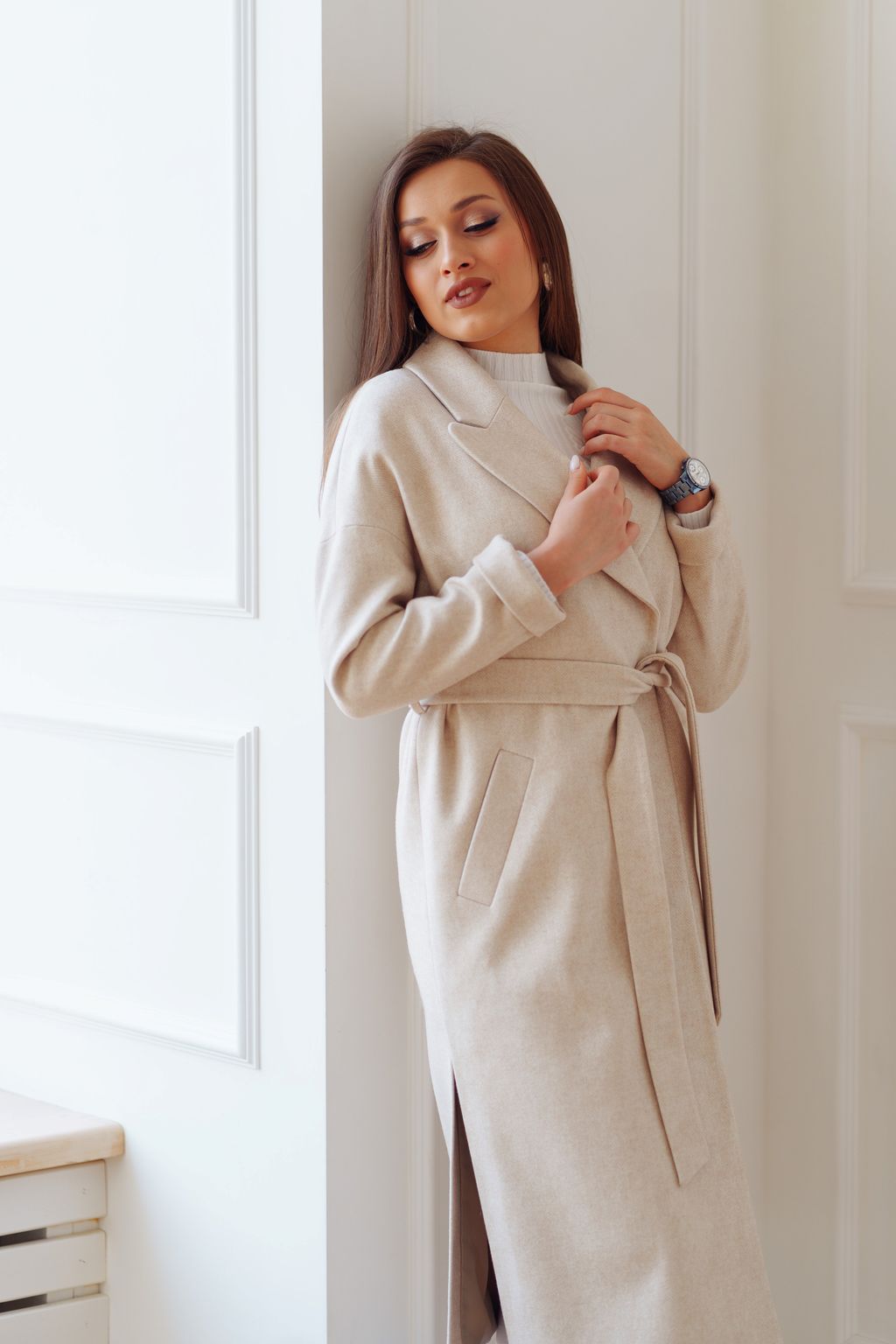 Пальто женское демисезонное 21820 (кремовый) - Kankan фото 3