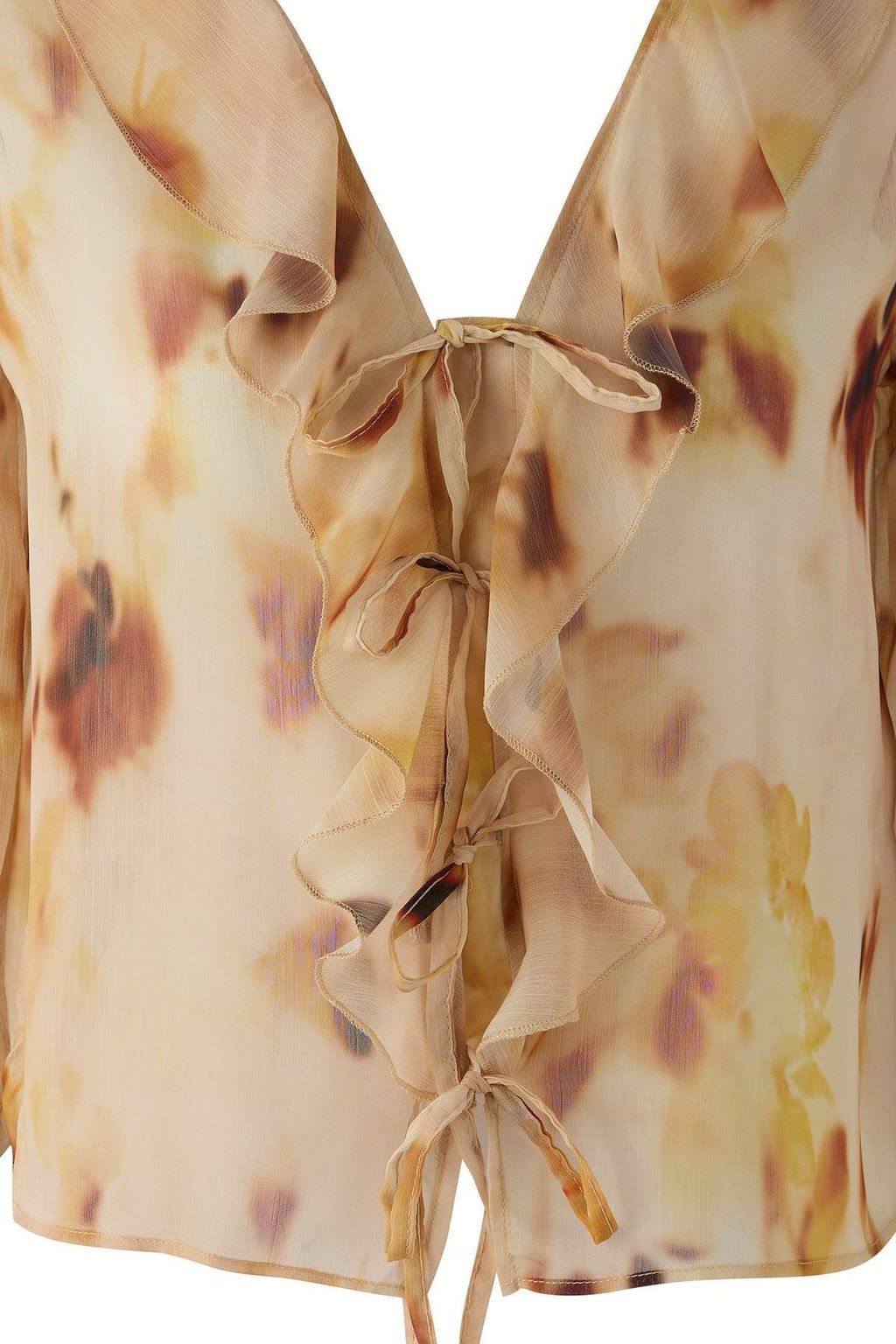 Sar?-Cok Renkli Sifon Transparan F?rf?rl? Desenli Dokuma Bluz TWOAW26BZ00094 - Trendyolmilla фото 6