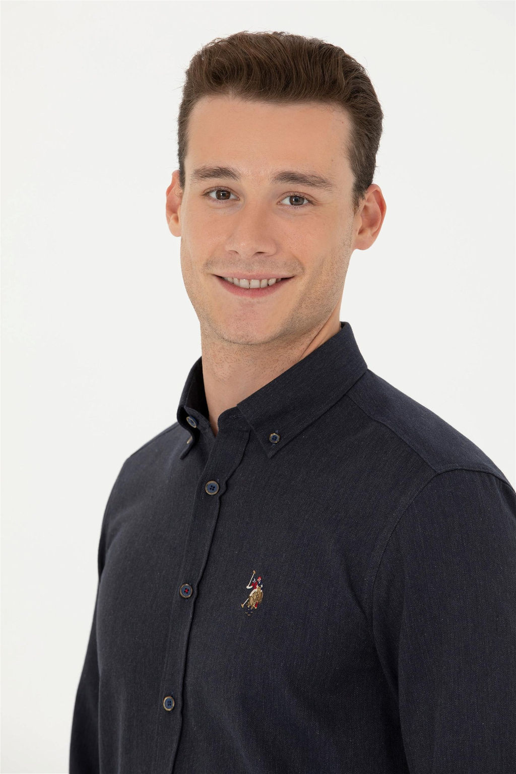 Мужская темно-синяя базовая рубашка с длинным рукавом Неожиданная скидка в корзине - U.s. polo assn фото 2