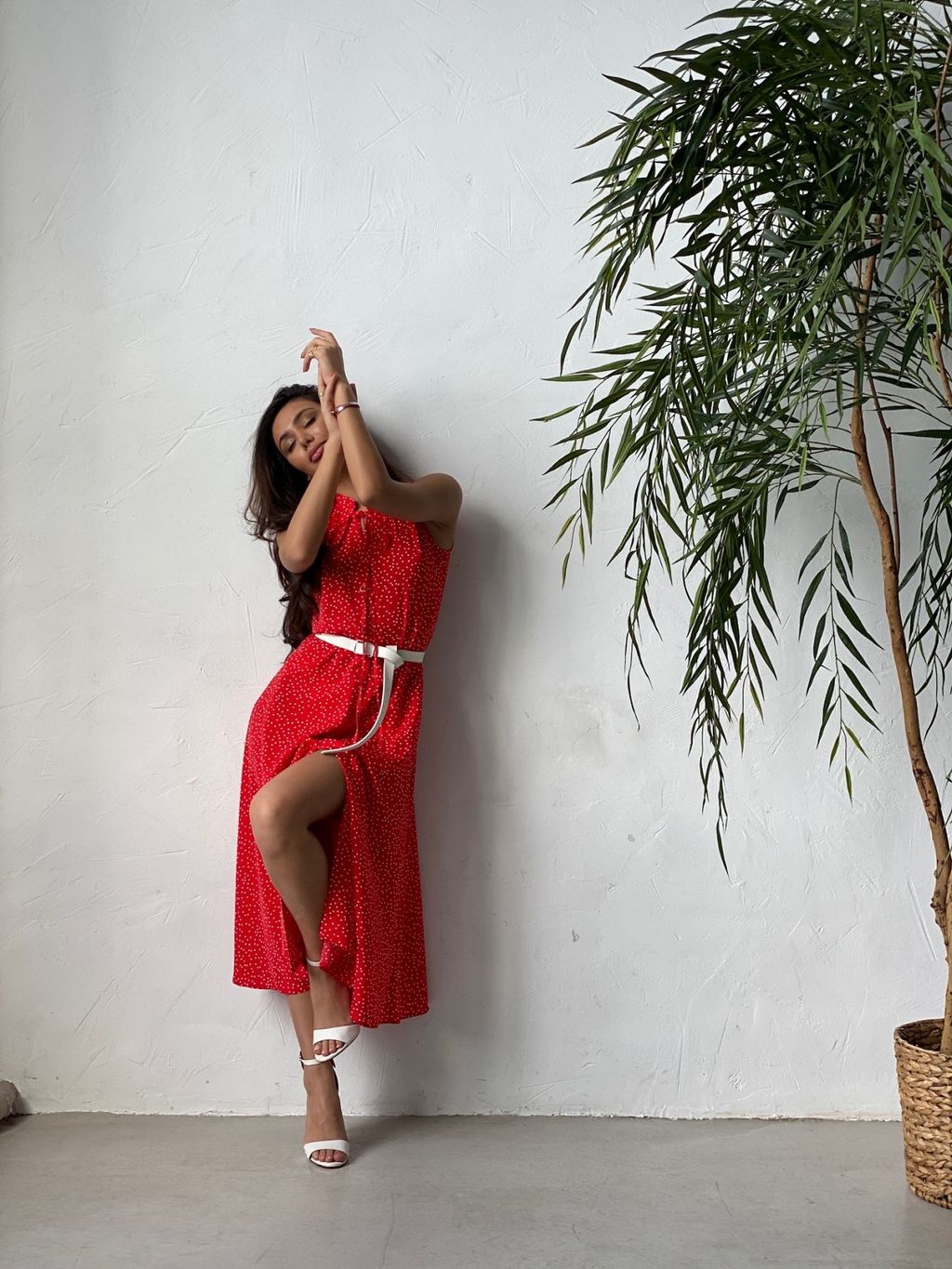 Платье, как из к/ф Красотка, красное в хаотичный горошек - Martichelli фото 18