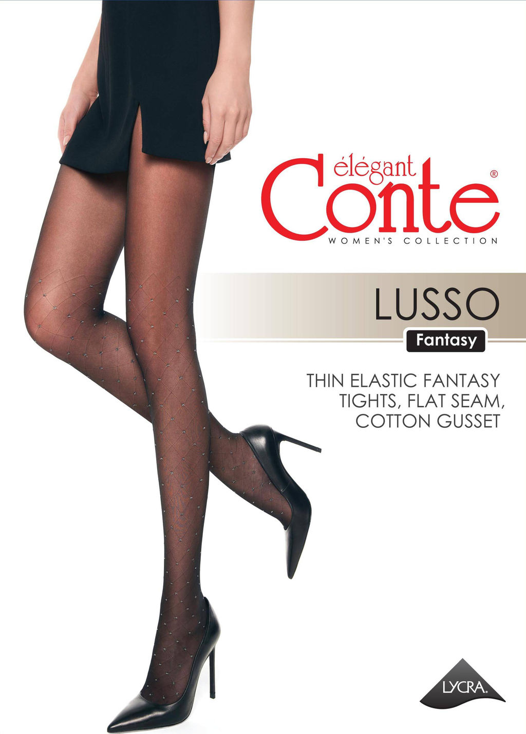Колготки фантазийные CONTE Колготки с рисунком ромбы и горошком из люрекса LUSSO nero - Conte elegant фото 7