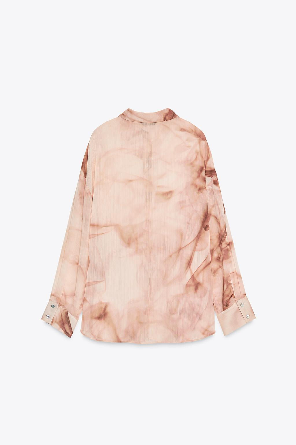 TIE-DYE PRINT COTTON GAUZE BLOUSE - Zara фото 8