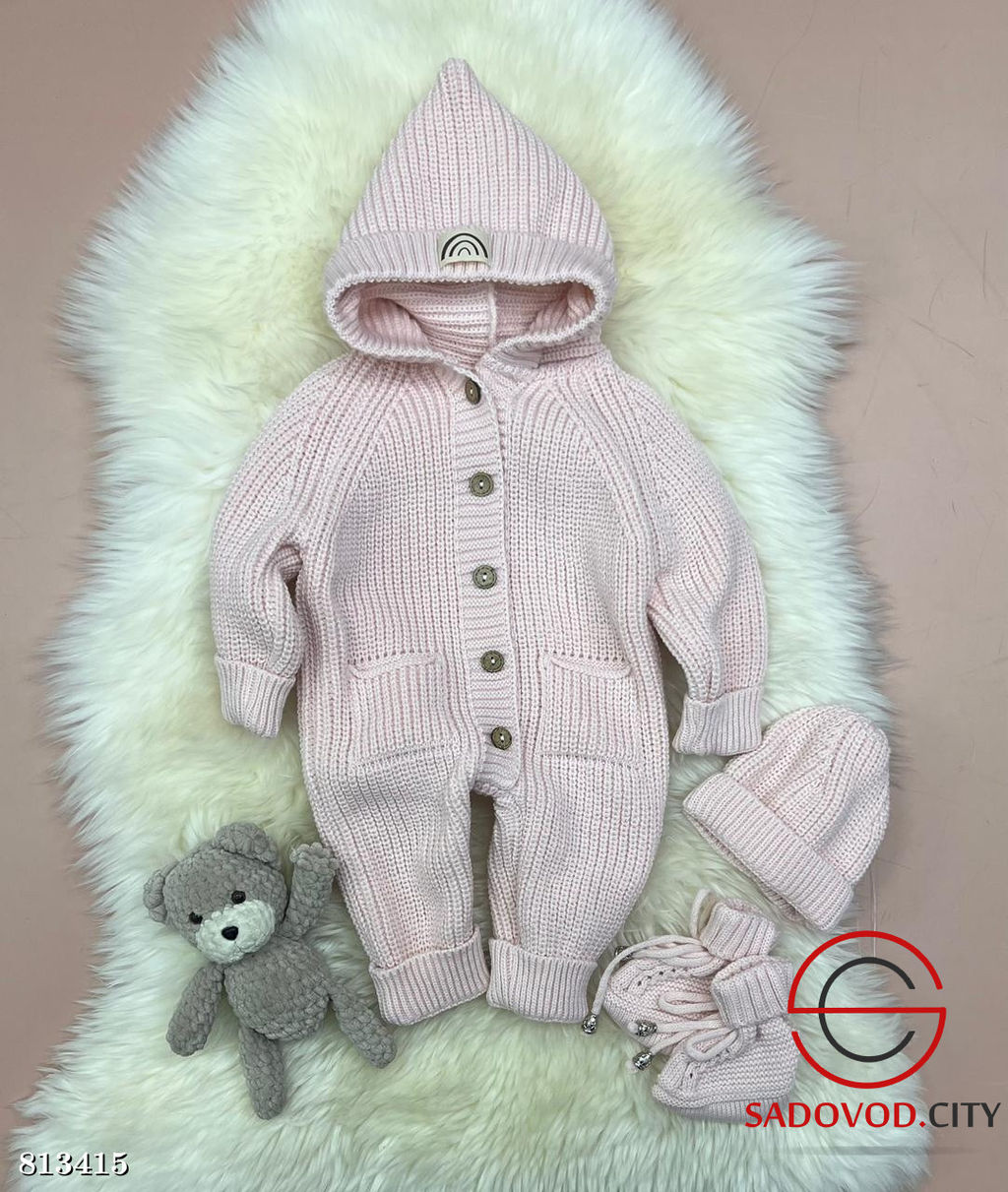 Вязанный комплект 3 ка для новорожденных на выписку