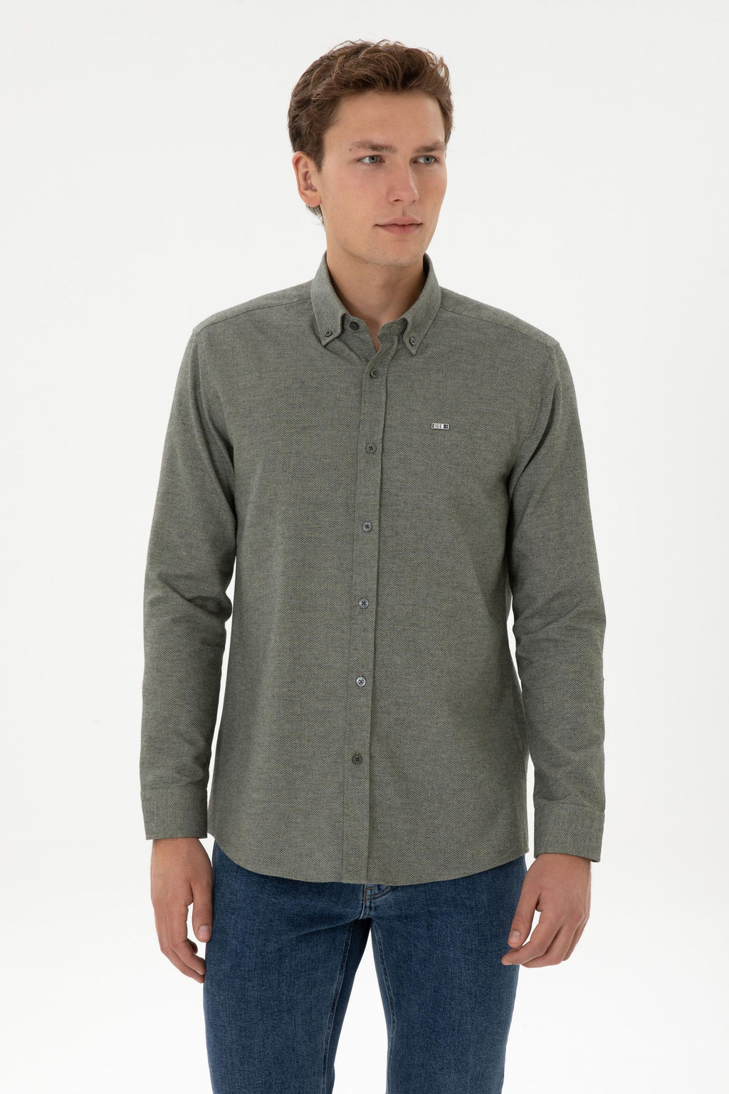 Erkek Haki Uzun Kollu G_mlek