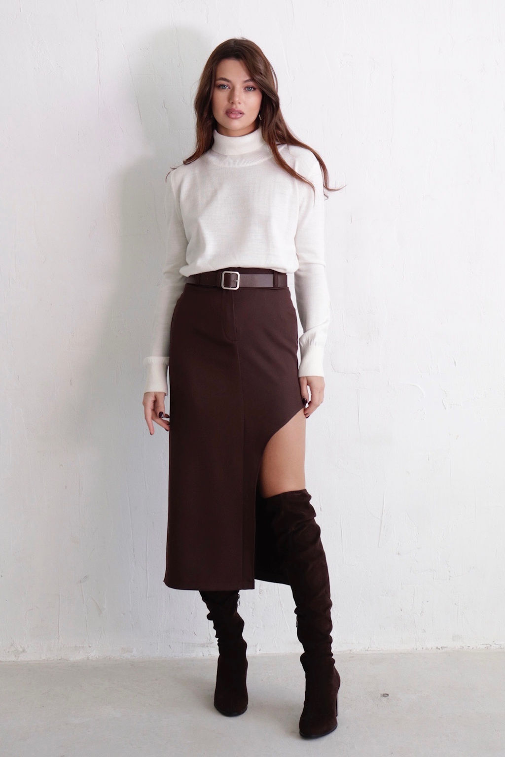 11591 Юбка с вырезом кофейная - Martichelli фото 6