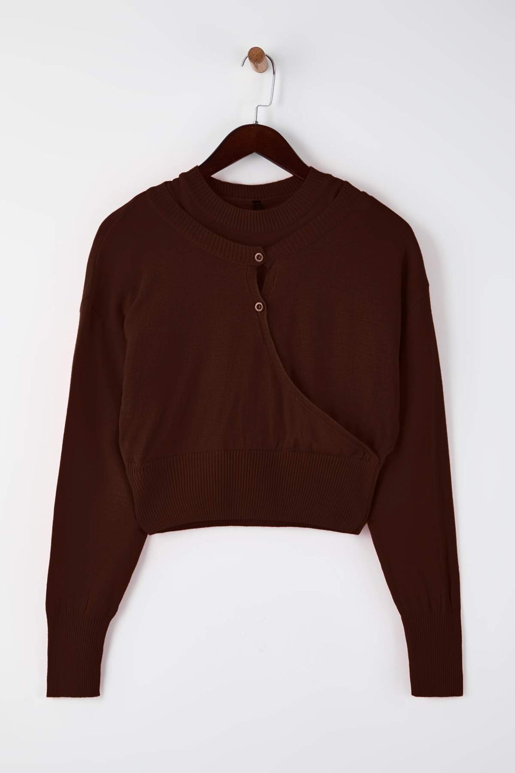 Kahverengi Bisiklet Yaka Birlesik Bluz-H?rka Triko Kazak TWOAW26KZ00280