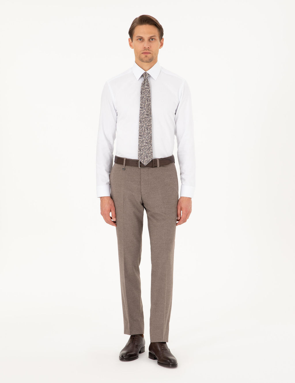 A__k Kahverengi Slim Fit Kuma_ Pantolon