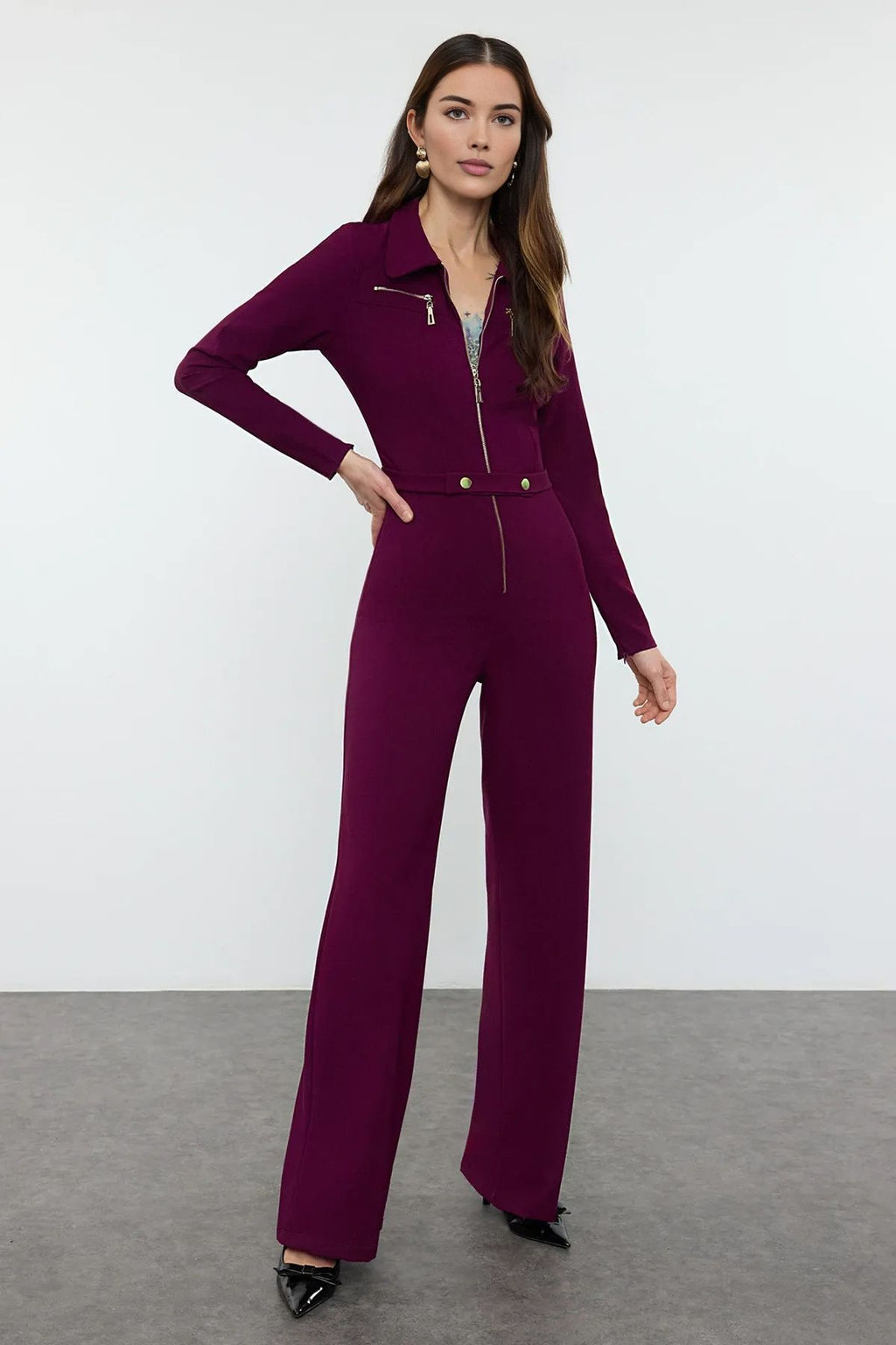 TRENDYOLMILLA Siyah Kemerli Fermuar Detayl? Uzun Tulum TWOAW25TU00013 фото 2