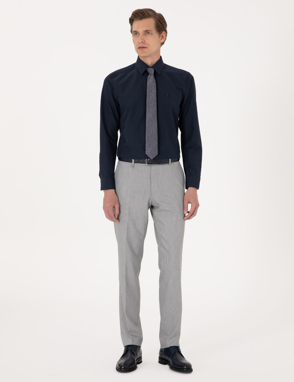 Lacivert Slim Fit Uzun Kollu Basic G_mlek