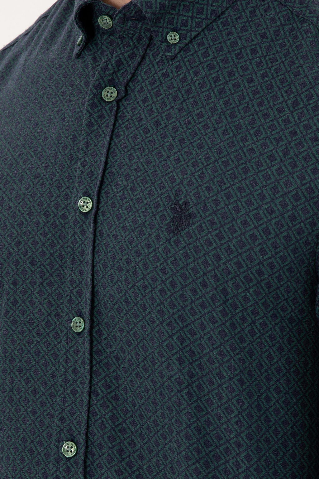 Мужская темно-зеленая рубашка с длинным рукавом - U.s. polo assn фото 7