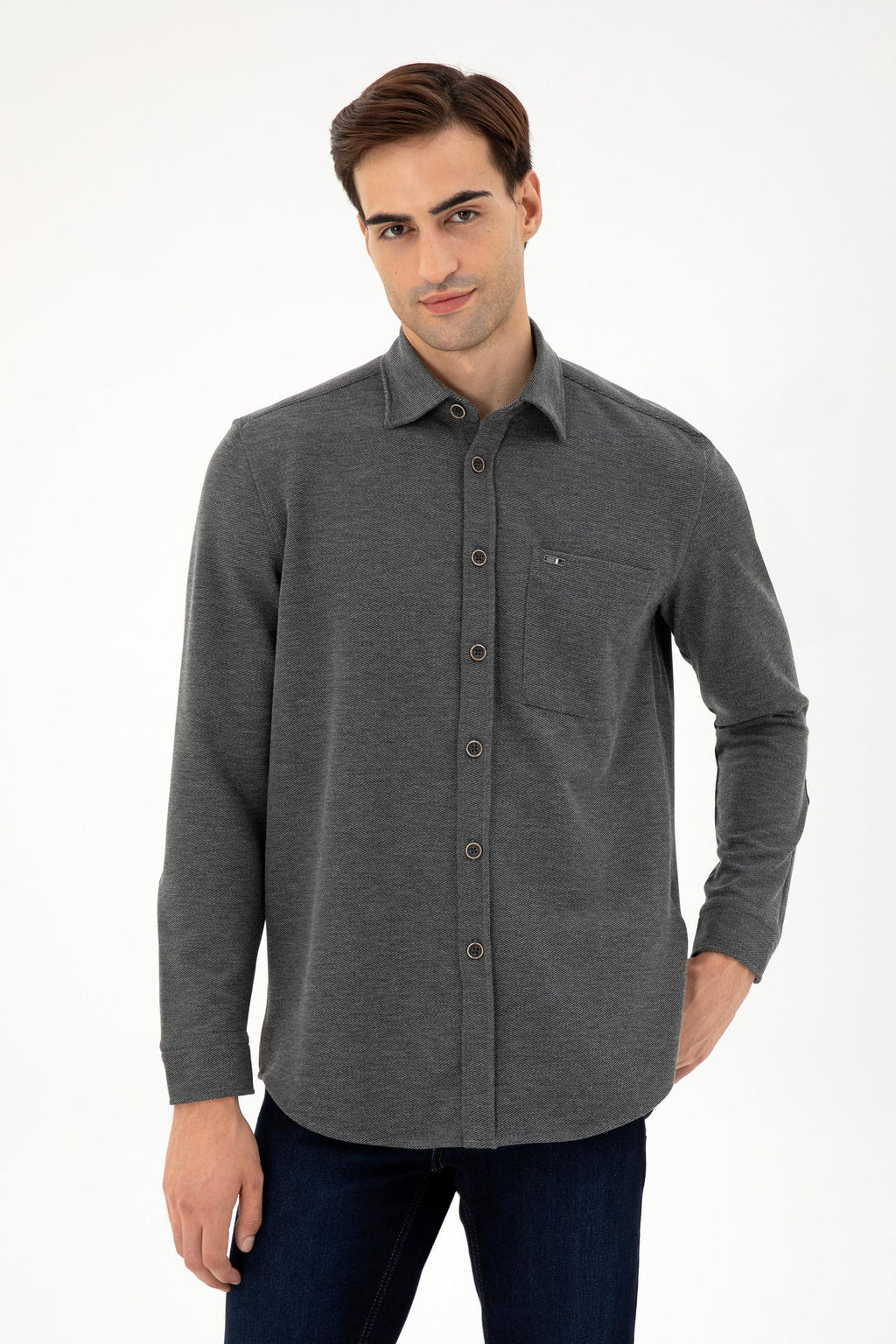 Мужская светло-серая трикотажная рубашка Неожиданная скидка в корзине - U.s. polo assn фото 3