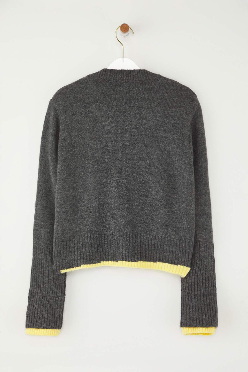 Gri Crop Renk Bloklu V Yaka Yumusak Dokulu Triko H?rka TWOAW26HI00069 - Trendyolmilla фото 7