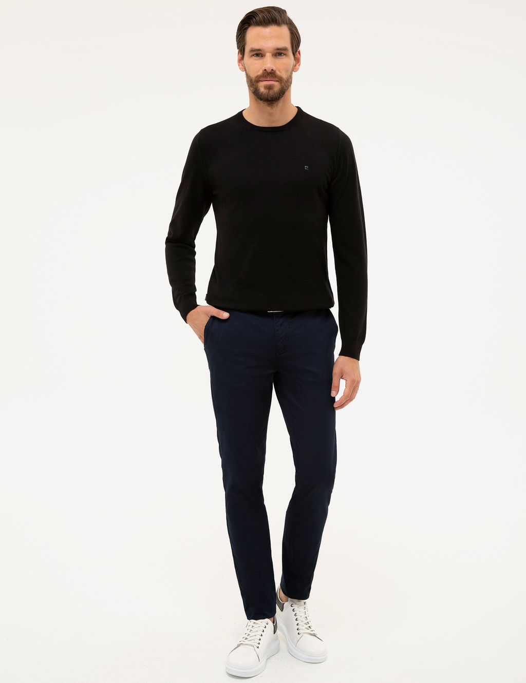 Siyah Slim Fit Bisiklet Yaka Basic Triko Kazak - Pierre cardin фото 5