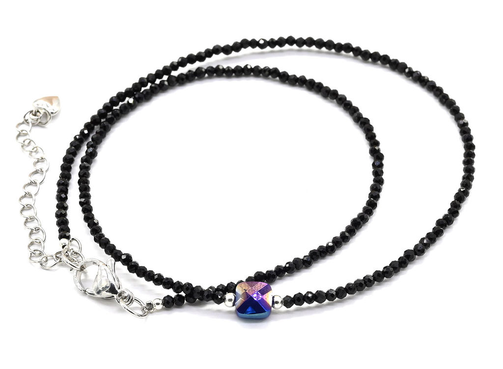 Чокер из шпинели шарик граненый 2мм с подвеской из циркона, 38см Радуга камня  фото 13