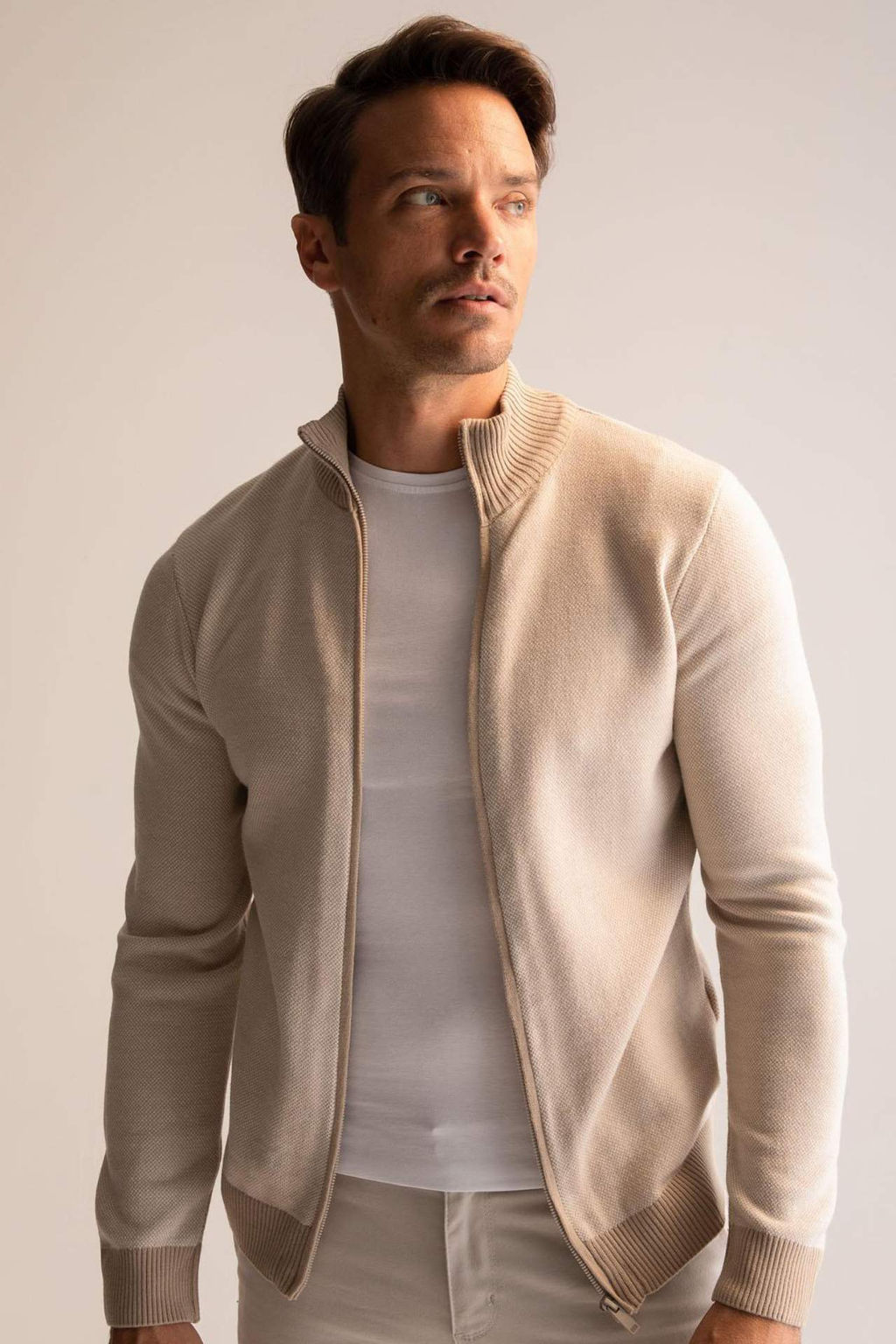 Siyah Standart Fit Normal Kesim Dik Yaka Fermuarl? Triko H?rka - Defacto фото 2