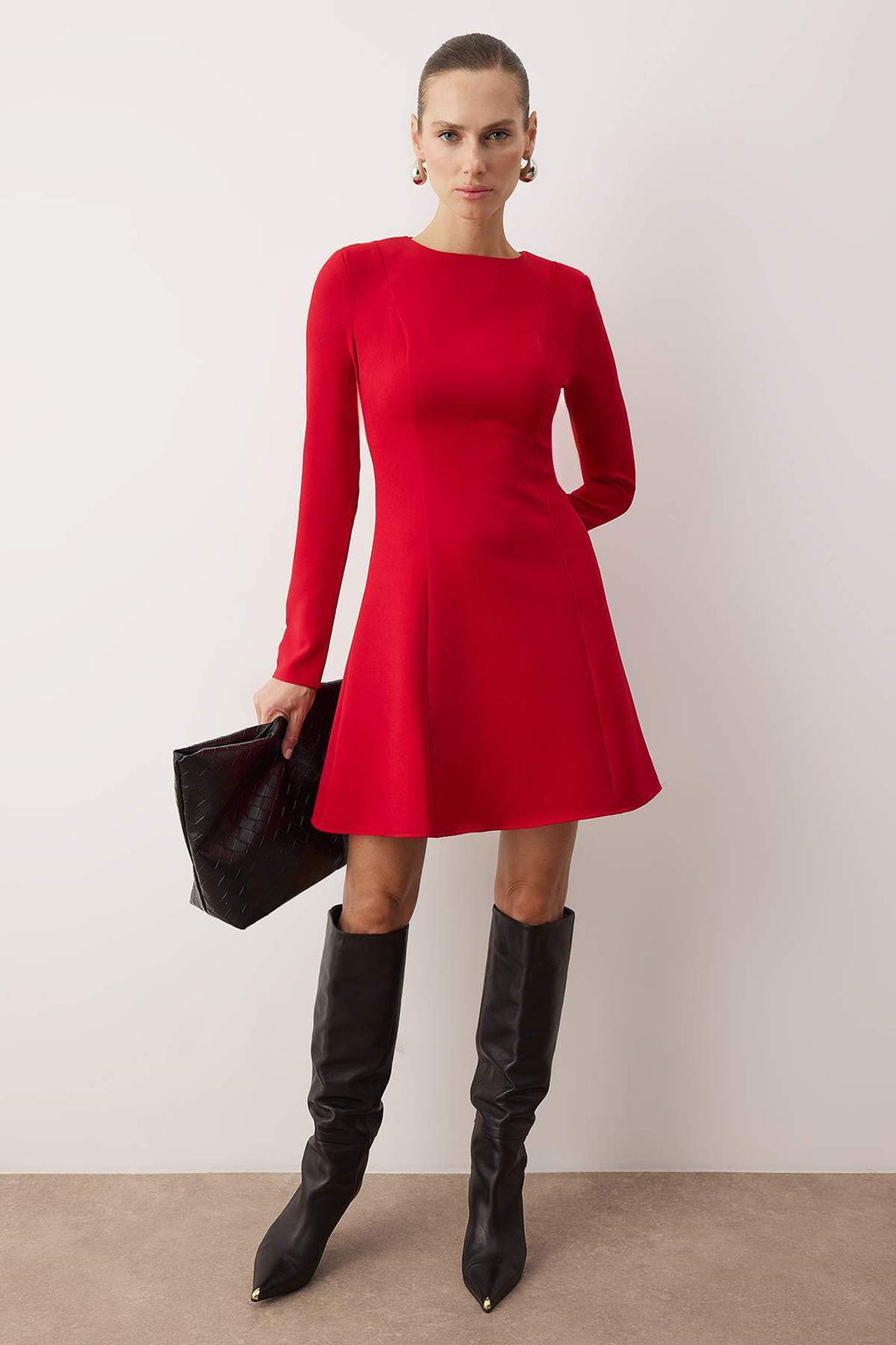 K?rm?z? Duz K?sa / Mini Dokuma Elbise TWOAW26EL00184