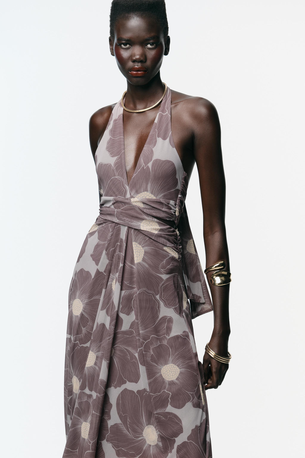 CUT-OUT PRINTED TULLE LONG DRESS - Zara фото 10