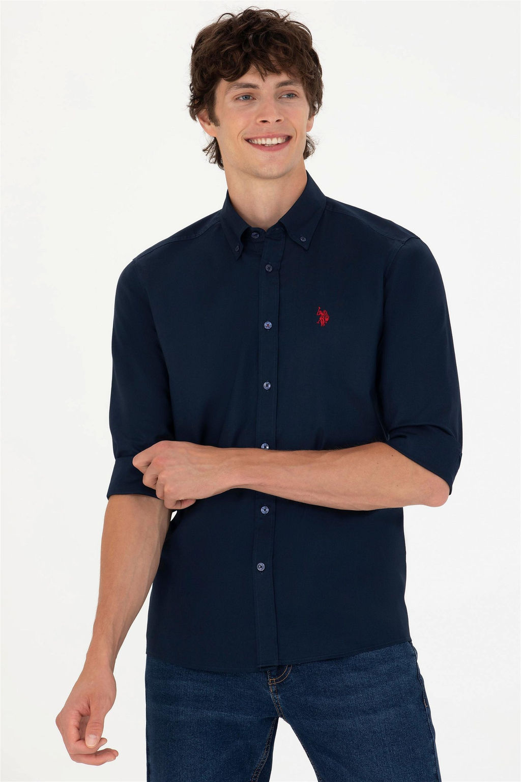 U. S. Polo Assn Мужская темно-синяя базовая рубашка с длинным рукавом - U.s. polo assn фото 8