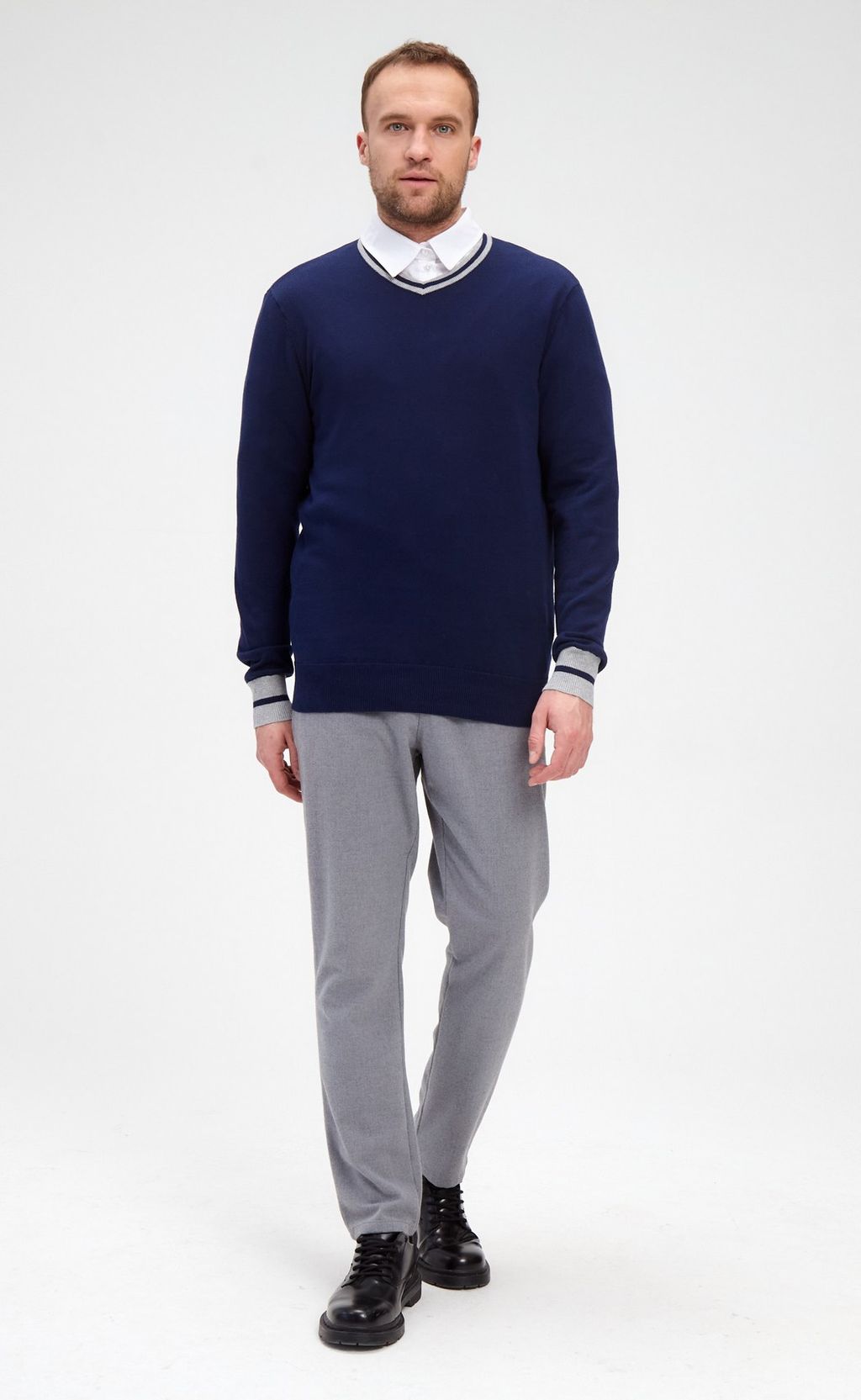 Пуловер F221-15-833 d.blue-grey melange - Fine joyce фото 5
