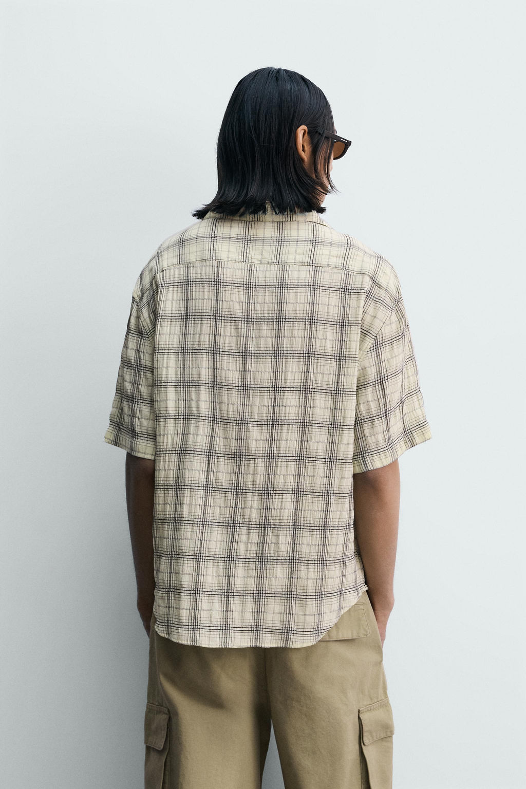 CAMISA RELAXED FIT JACQUARD CUADROS / Amarillo pastel - Zara фото 3