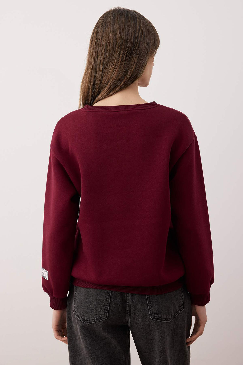 Bordo Slogan Bask?l? Bisiklet Yaka Relaxed Orme Sweatshirt TWOAW26SW00220 - Trendyolmilla фото 5