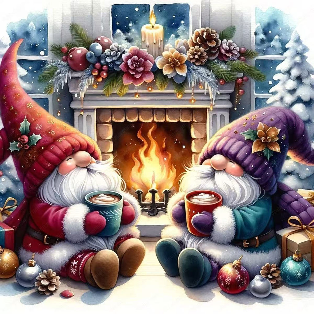 Наклейки на прозрачной основе Новогодние 8 картинок 30х30см - 1000 деталей фото 16