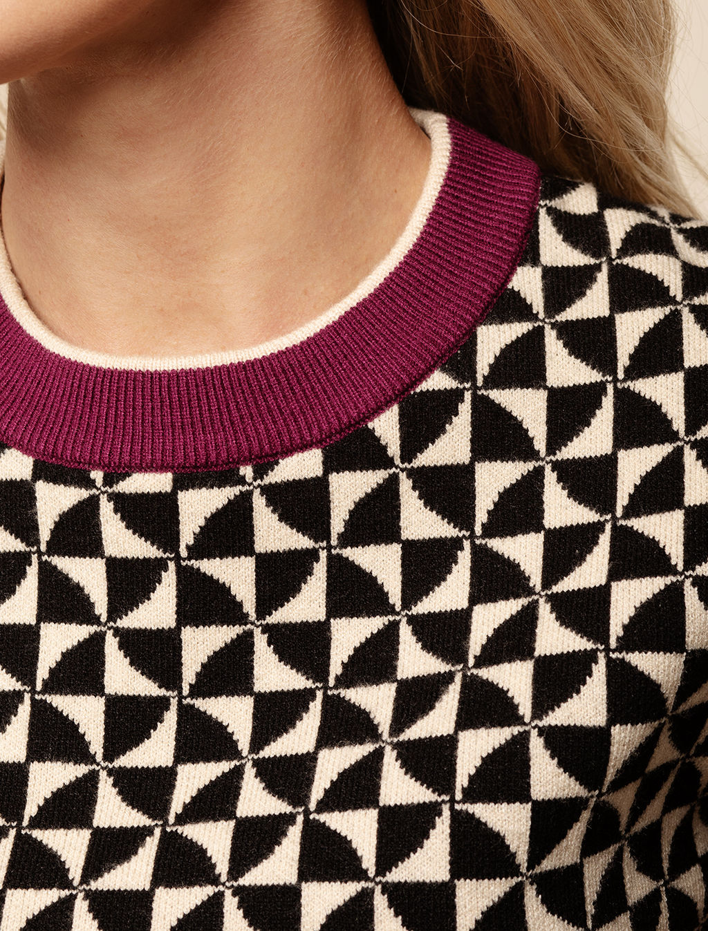 VILATTE / Джемпер двуслойной жаккардовой вязки с кашемиром  фото 3