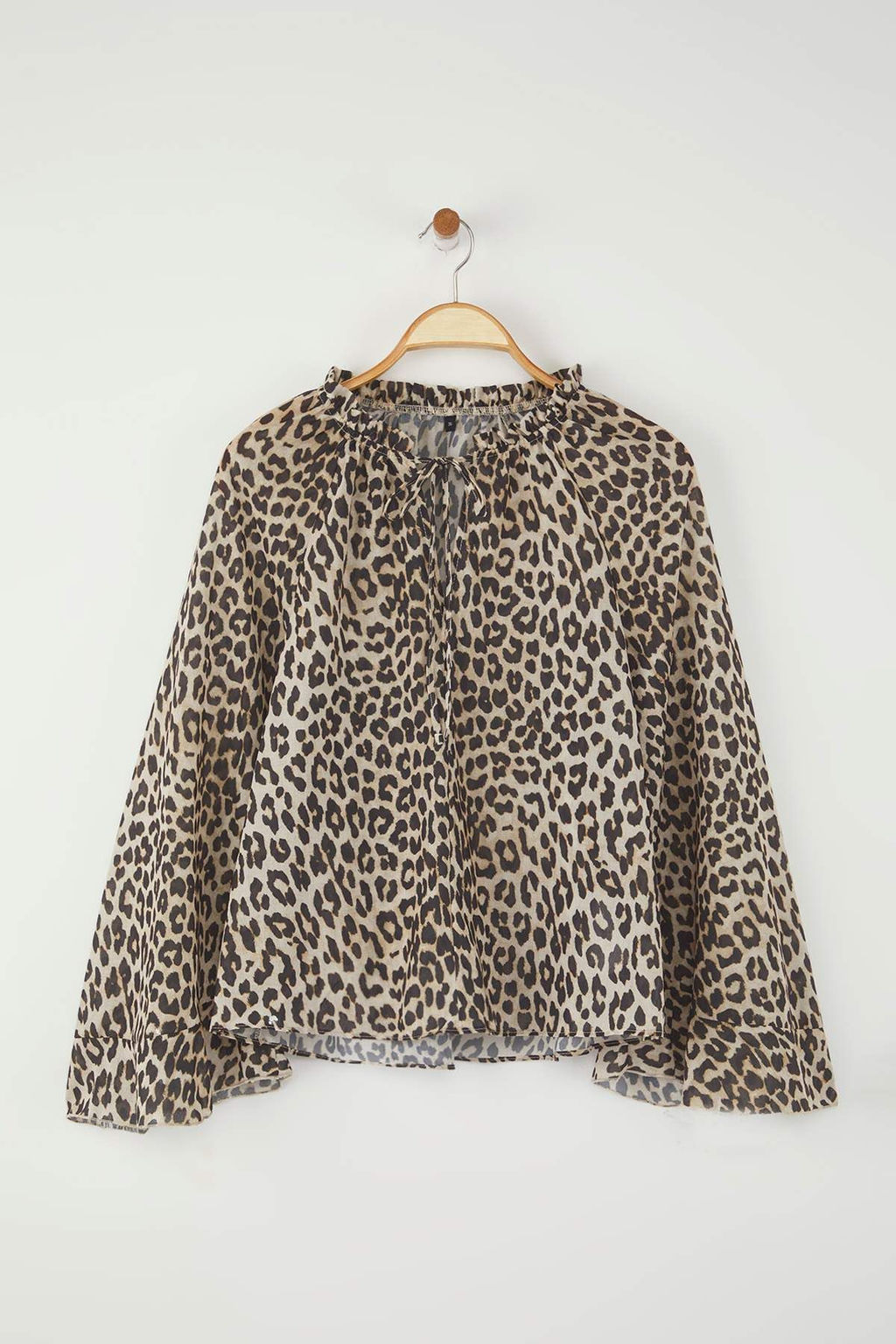 Cok Renkli Volan Kollu Leopar Desenli Dokuma Bluz TWOAW26BZ00054