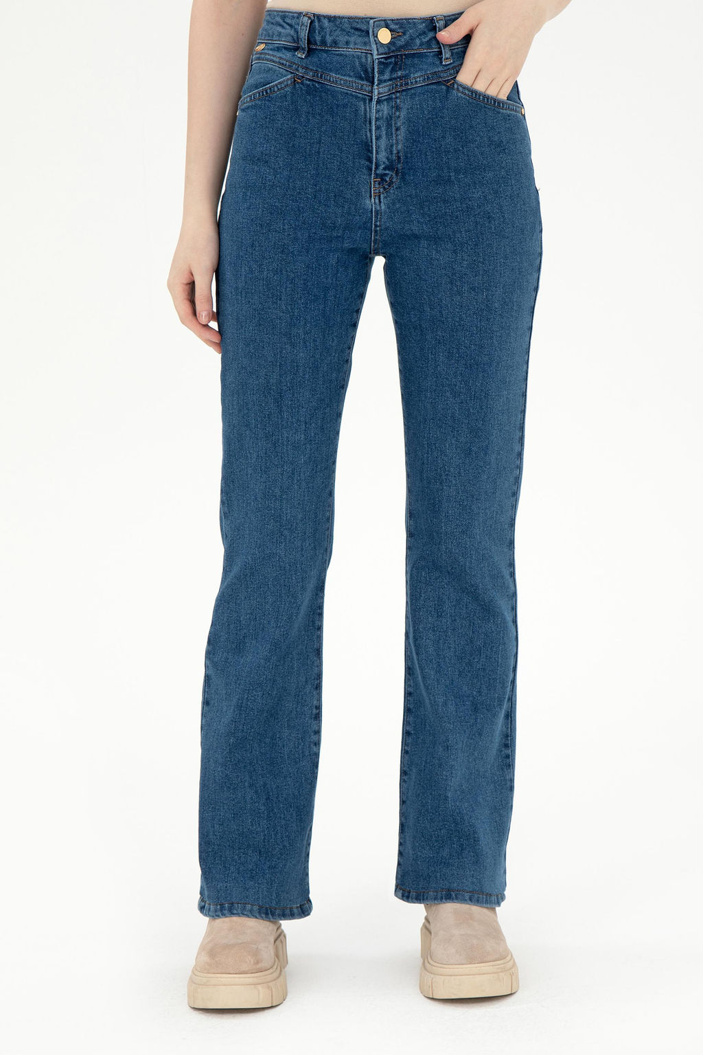Джинсы женские Slim Flare Fit синие из хлопка