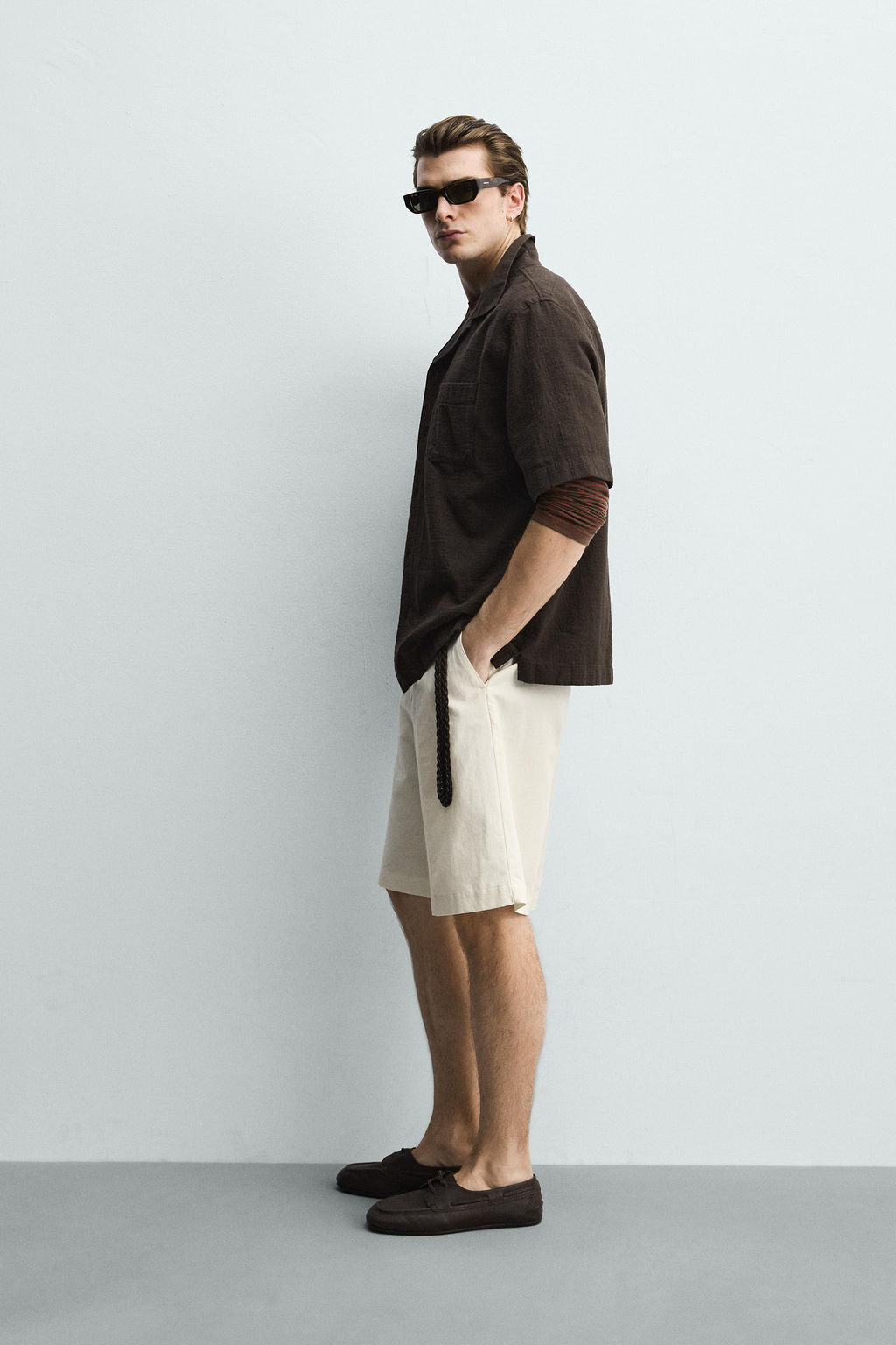 CAMISA REGULAR FIT ESTRUCTURA TEXTURA / Marr?n - Zara фото 4