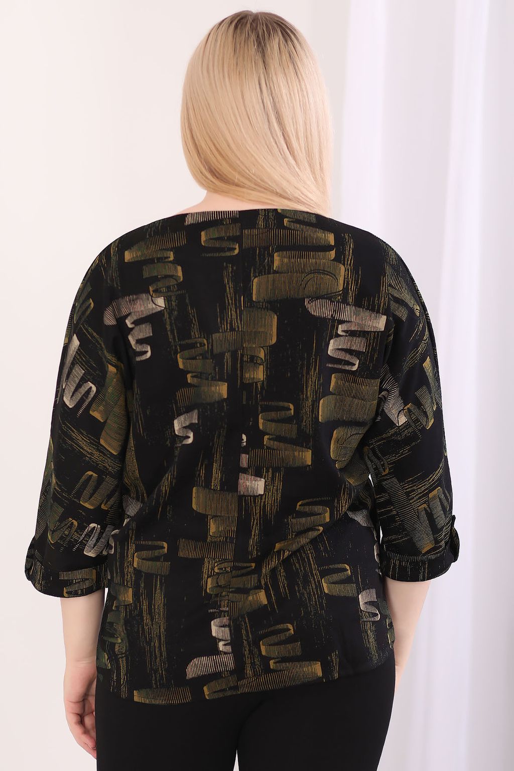 Блузка повседневная из трикотажа plus size - Almond фото 2