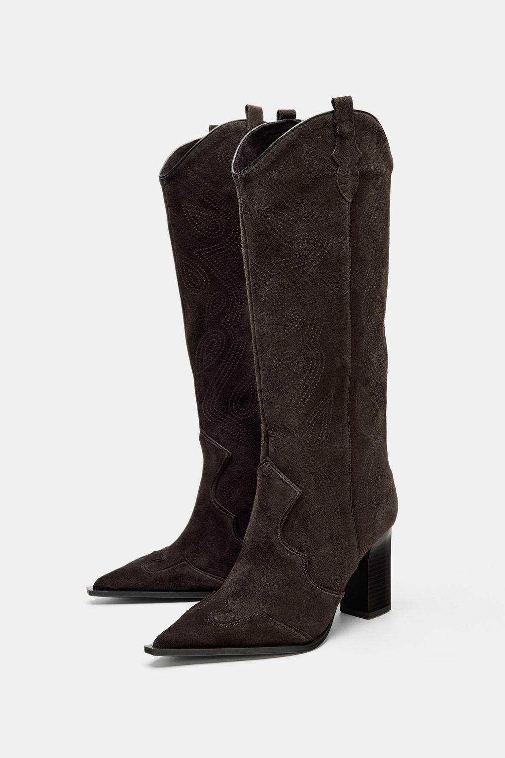 SPLIT SUEDE HEELED BOOTS - Zara фото 10
