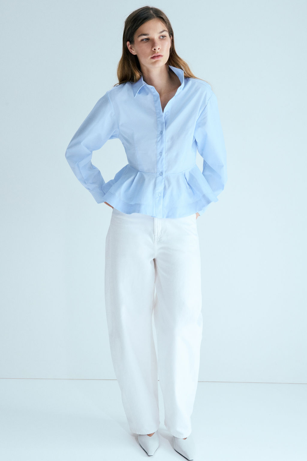 Poplin peplum shirt - H&m фото 5
