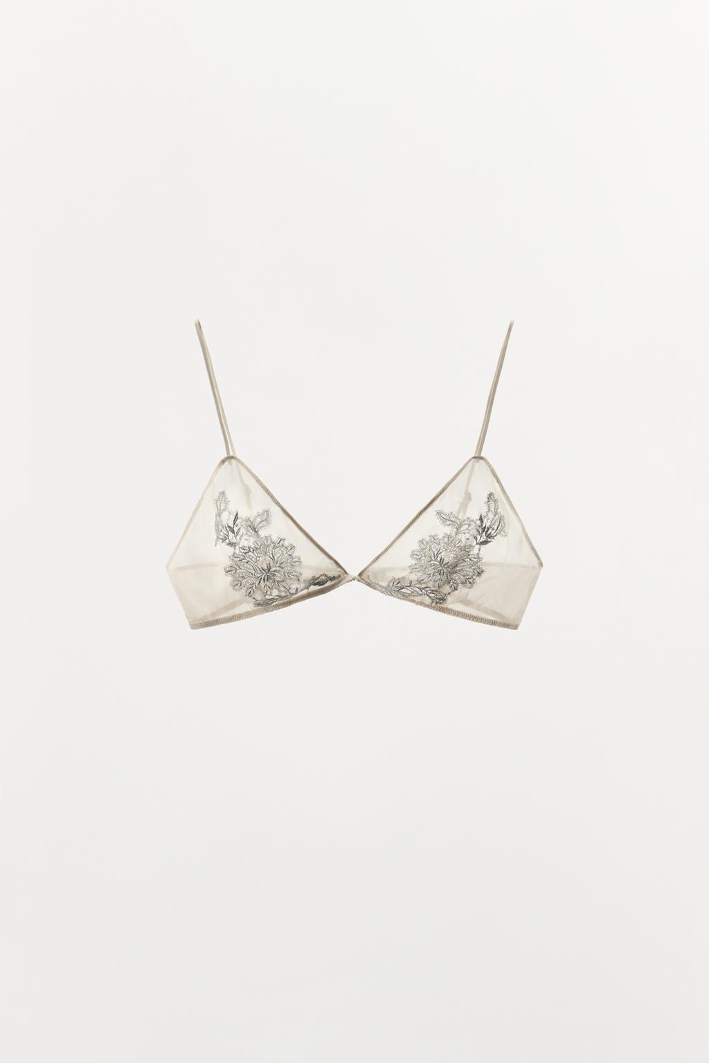 100% SILK LACE TRIANGLE BRA - Zara фото 5
