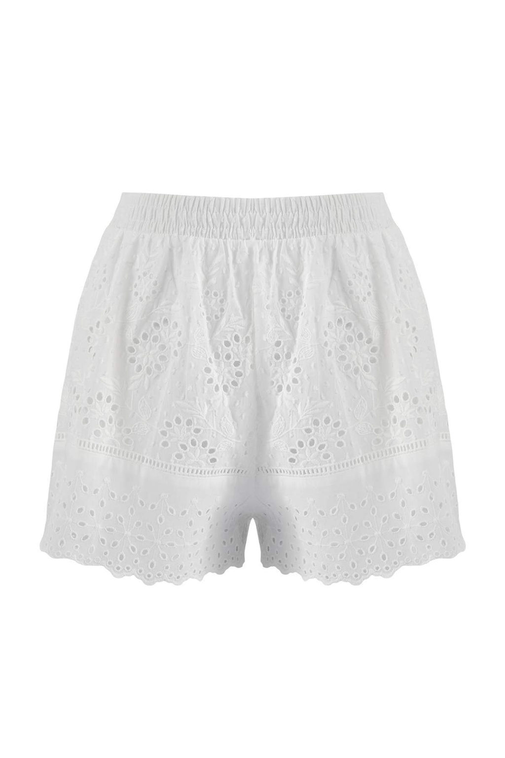 Beyaz Dokuma Brodeli Mini %100 Pamuk Plaj Sort TBESS26SR00008