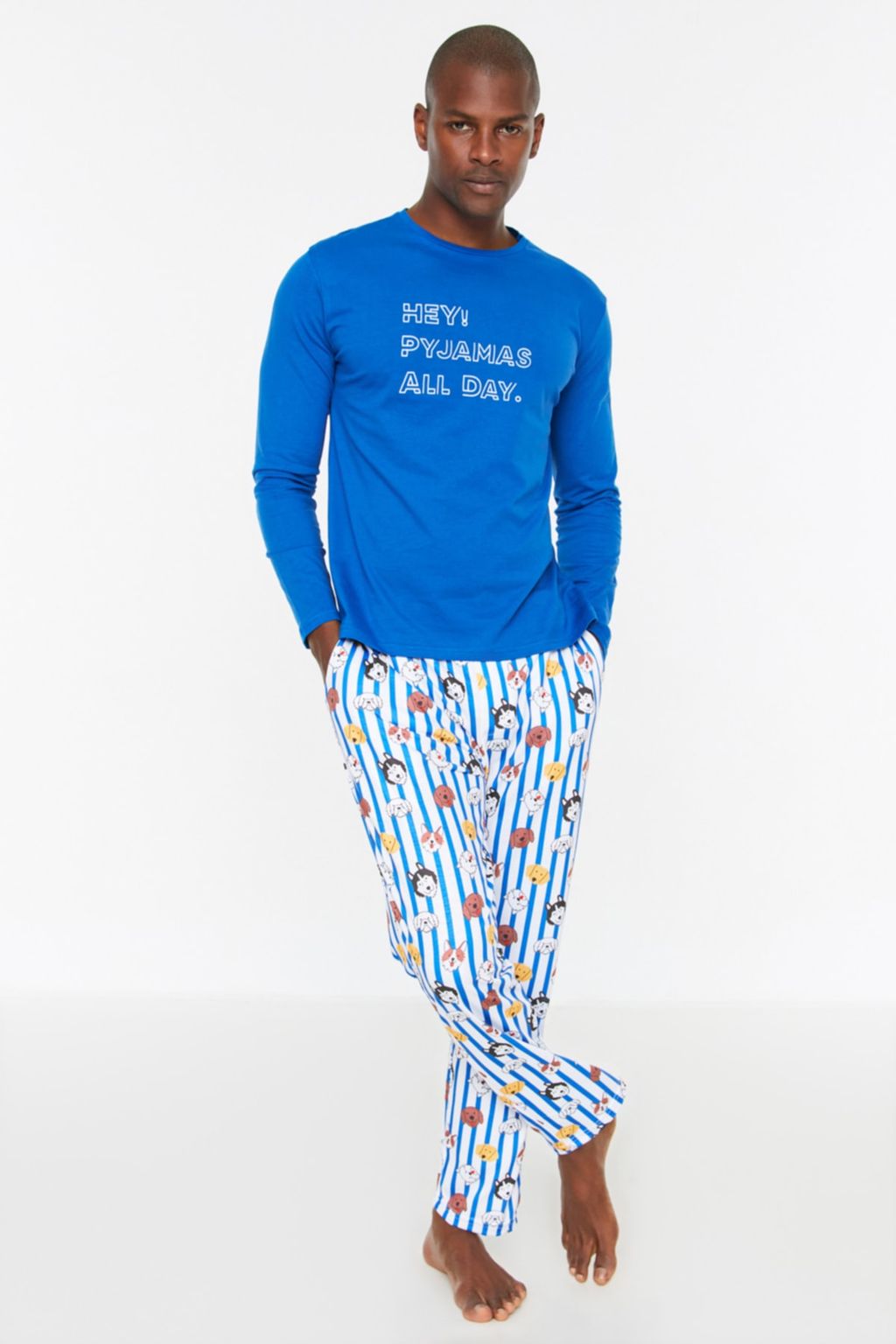 TRENDYOL MAN Zumrut Yesil %100 Pamuk Regular Fit Bask?l? Orme Pijama Tak?m? TMNAW22PT1313 - Trendyolmilla фото 4