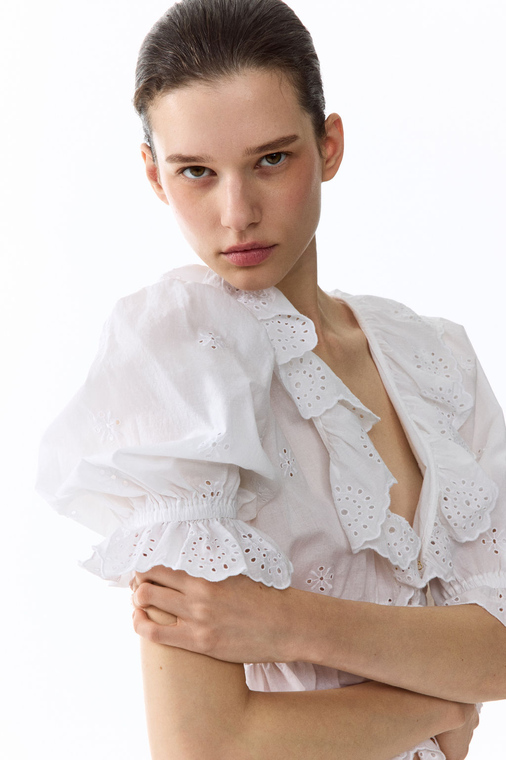 Blusa de algod?n con bordado ingl?s - H&m фото 3