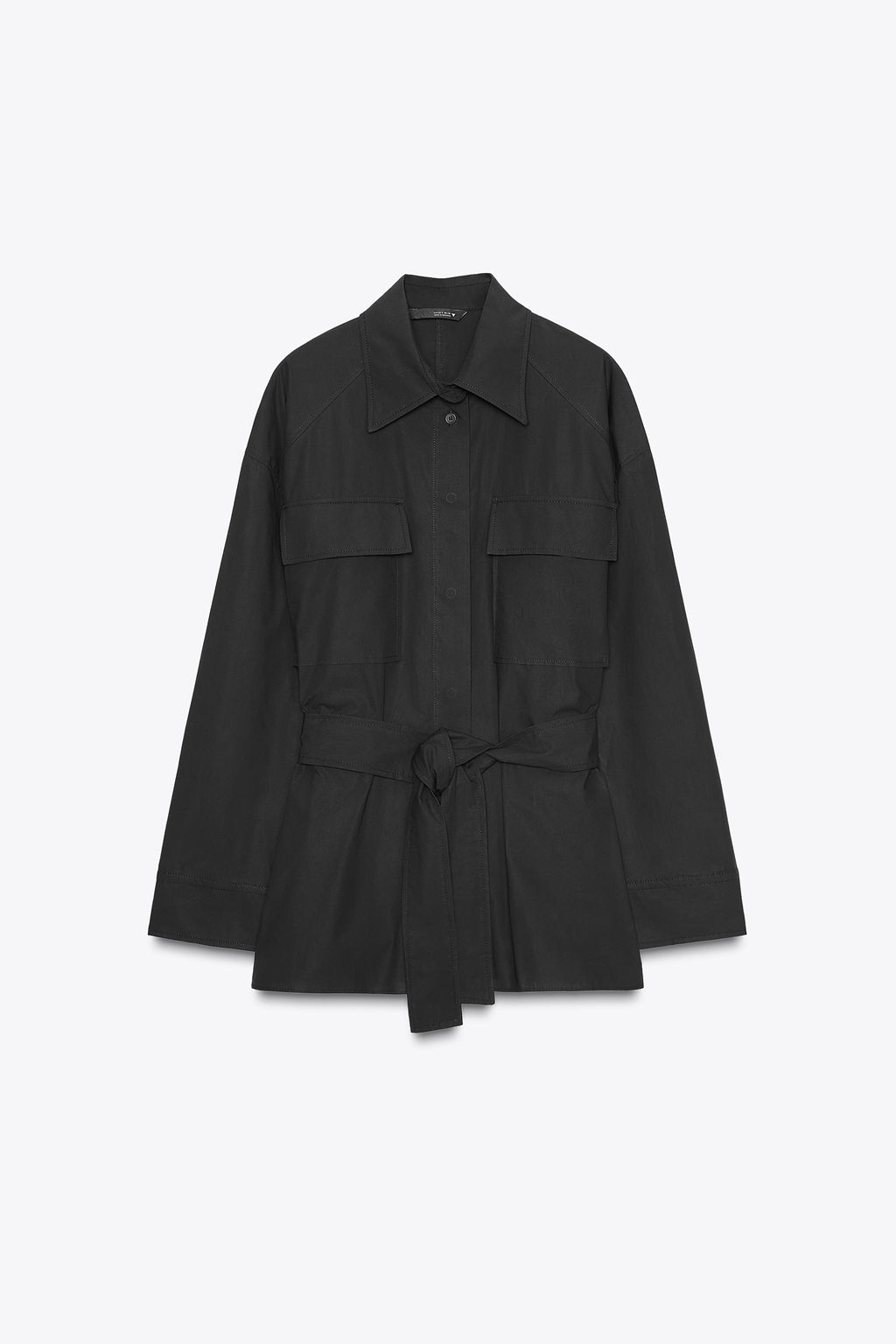 POPLIN SHIRT WITH BELT - Zara фото 4