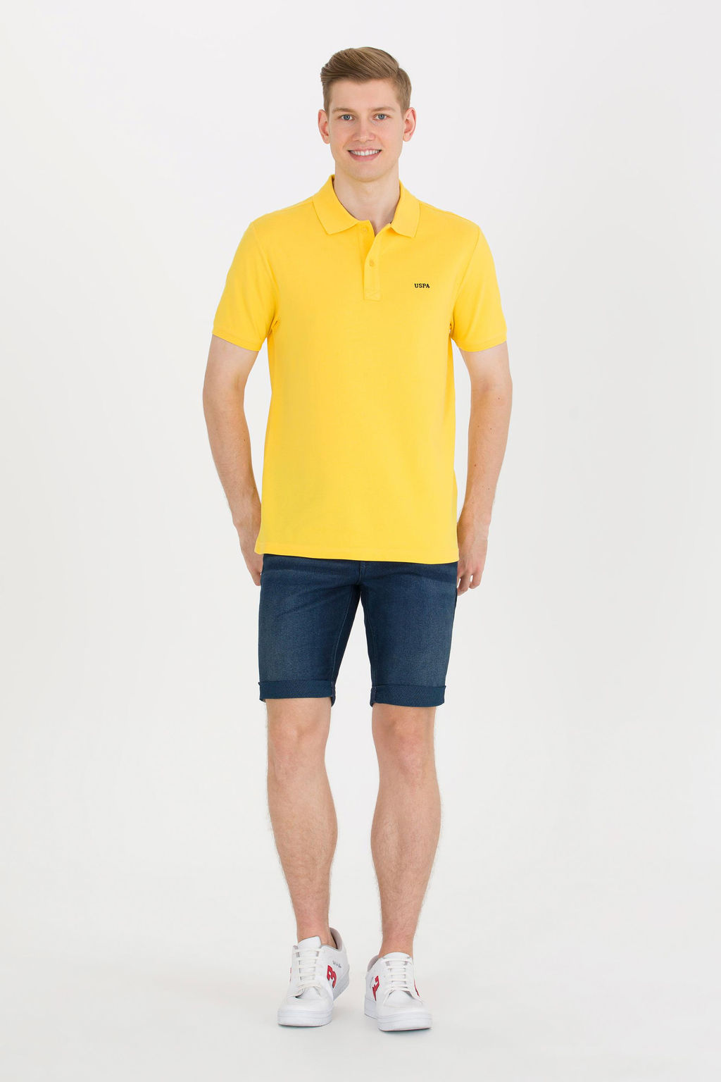 U. S. Polo Assn Мужская темно-желтая базовая футболка с воротником-поло - U.s. polo assn фото 10