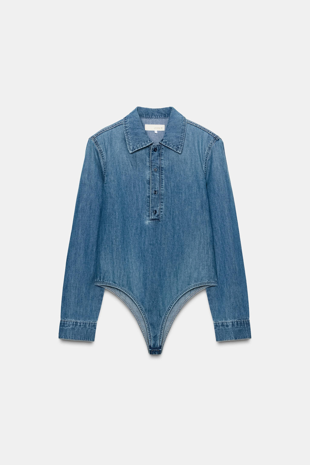 SHIRT-STYLE BODYSUIT WITH SHOULDER PADS