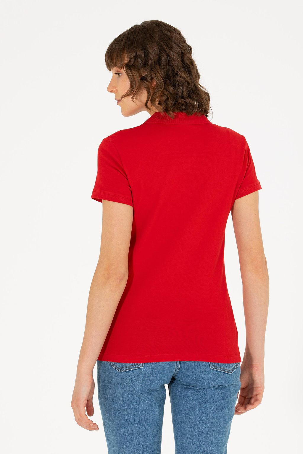 U. S. Polo Assn Женская красная базовая футболка с воротником-поло - U.s. polo assn фото 5